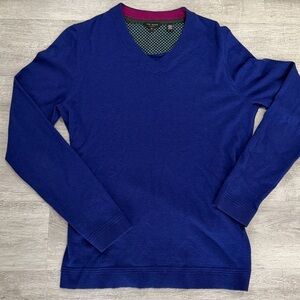 Ted Baker London V-Neck Sweater Electric Blue UK 3 / XS–S Cashmere Blend